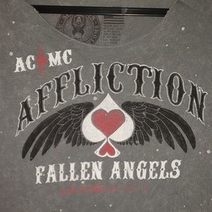 Affliction Tops - Affliction Fallen Angels grey shirt size Large Affliction Tops - Affliction Fallen Angels grey shirt size Large
